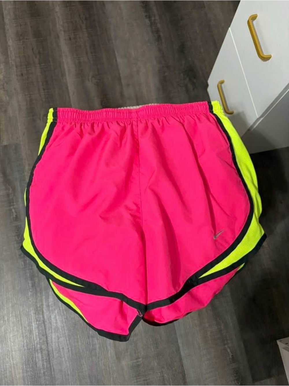Nike Neon Pink Running Shorts With Neon Yellow Side Panels